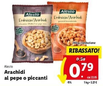 Lidl Alesto Arachidi al pepe o piccanti 150 g offerta