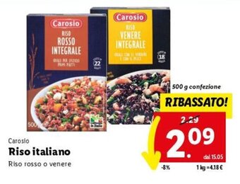 Lidl Carosio Riso italiano 500 g offerta