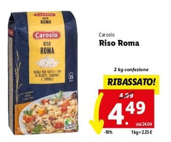 Lidl Carosio Riso Roma 2 kg offerta