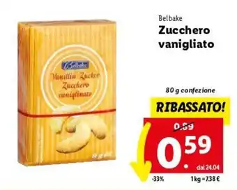 Lidl Belbake Zucchero vanigliato 80 g offerta