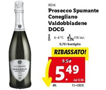 Allini Prosecco Spumante Conegliano Valdobbiadene DOCG 0,75 L