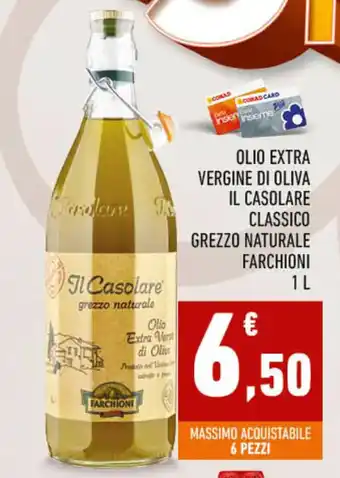 Conad OLIO EXTRA VERGINE DI OLIVA IL CASOLARE CLASSICO GREZZO NATURALE FARCHIONI 1 L offerta
