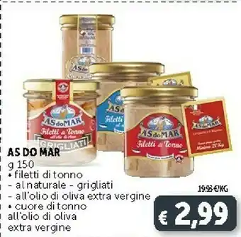 Deco Supermercati Asdomar ASdoMAR - Filetti di Tonno al Naturale 150 g(ml) offerta