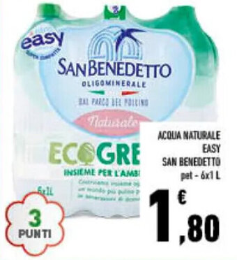 Conad ACQUA NATURALE EASY SAN BENEDETTO pet-6x1 L offerta