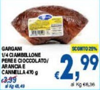 DEM GARGANI 1/4 CIAMBELLONE PERE E CIOCCOLATO/ ARANCIA E CANNELLA 470 g offerta
