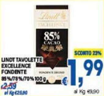 DEM LINDT TAVOLETTE EXCELLENCE FONDENTE 100 g offerta
