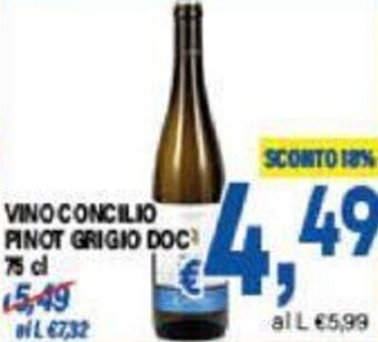 DEM VINO CONCILIO PINOT GRIGIO DOC 75 cl offerta