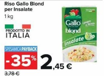 Carrefour Riso Gallo Blond per Insalate 1 kg offerta