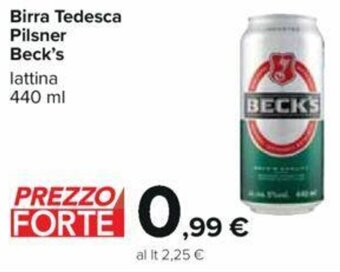 Carrefour Birra Tedesca Pilsner Beck's lattina 440 ml offerta