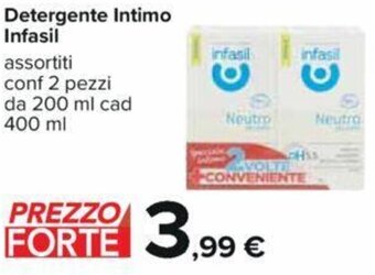 Carrefour Detergente Intimo Infasil assortiti conf 2 pezzi da 200 ml cad 400 ml offerta