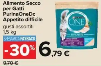 Carrefour Alimento Secco per Gatti PurinaOneDc Appetito difficile gusti assortiti 1,5 kg offerta