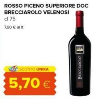 Oasi ROSSO PICENO SUPERIORE DOC BRECCIAROLO VELENOSI cl 75 offerta