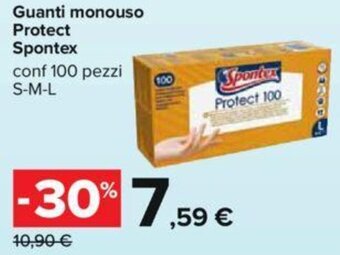 Carrefour Guanti monouso Protect Spontex conf 100 pezzi S-M-L offerta