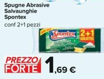Carrefour Spugne Abrasive Salvaunghie Spontex conf 2+1 pezzi offerta