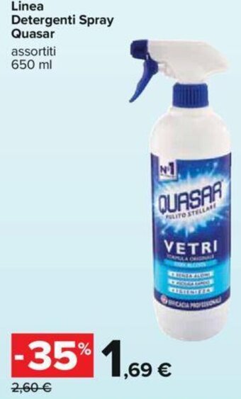 Carrefour Linea Detergenti Spray Quasar assortiti 650 ml offerta