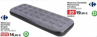 Carrefour Materasso Gonfiabile Singolo Carrefour Mis. 185x76xh22cm offerta