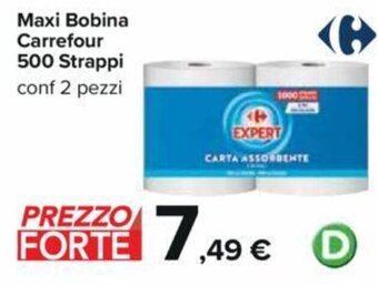 Carrefour Maxi Bobina Carrefour 500 Strappi conf 2 pezzi offerta