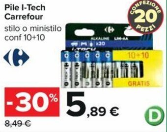 Carrefour Pile I-Tech Carrefour stilo o ministilo conf 10+10 offerta