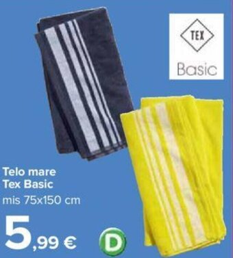 Carrefour Telo mare Tex Basic mis 75x150 cm offerta