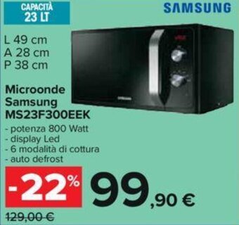 Carrefour Microonde Samsung MS23F300EEK offerta
