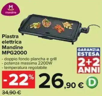 Carrefour Piastra elettrica mandine MPG2000 offerta