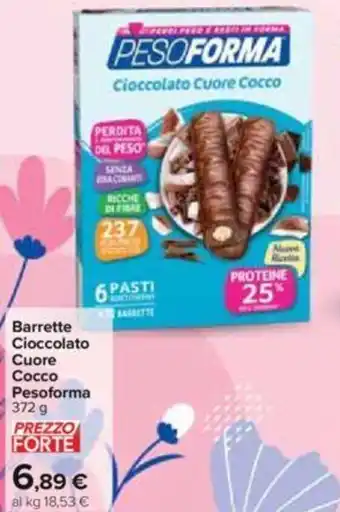 Carrefour Barrette Cioccolato Cuore Cocco Pesoforma 372 g offerta