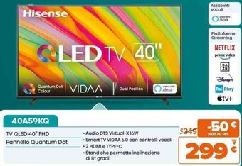 Expert Hisense TV QLED 40" 40A59KQ offerta