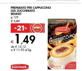 Bennet Preparato Per Cappuccino Gia Zuccherato