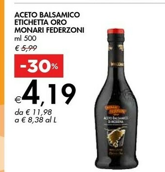 Bennet Monari federzoni Aceto Balsamico Etichetta Oro offerta