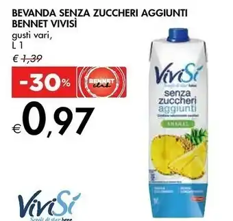 Bennet Bennet Bevanda Senza Zuccheri Aggiunti Vivisi offerta