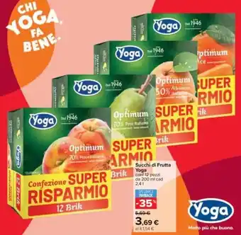 Carrefour Succhi di Frutta Yoga conf 12 pezzi da 200 ml cad 2.4 l offerta