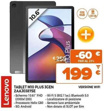 Expert Lenovo TABLET M10 PLUS 3GEN ZAAJ0387SE offerta