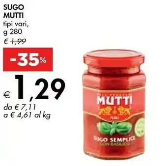 Bennet Mutti Sugo Pomodoro E Basilico 280 G(ml) offerta