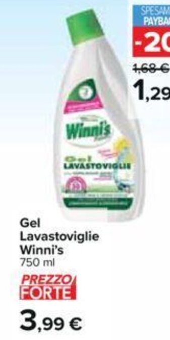 Carrefour Gel Lavastoviglie Winni's 750 ml offerta