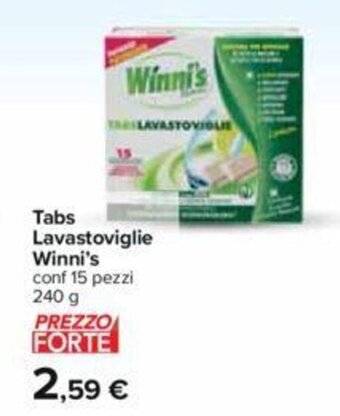 Carrefour Tabs Lavastoviglie Winni's conf 15 pezzi 240 G offerta