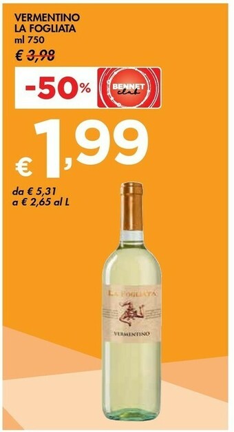 Bennet La Fogliata Vermentino offerta