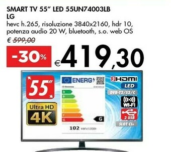 Bennet LG 55UN74003LB TV 139,7 Cm (55") 4K Ultra HD Smart TV Wi-Fi Argento offerta