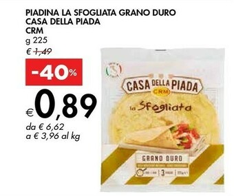 Bennet Casa Della Piada - La Sfoglia Grano Duro 225 G(ml) offerta