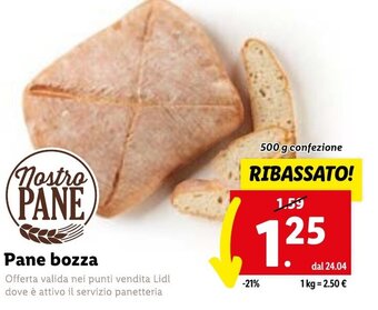 Lidl Pane bozza 500 g confezione offerta
