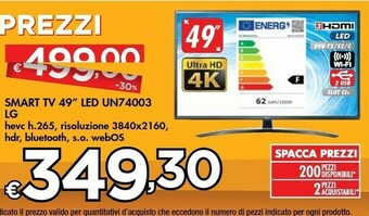 Bennet LG Smart TV 49" LED UN74003 offerta