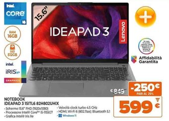 Expert Lenovo NOTEBOOK IDEAPAD 3 15ITL6 82H802UHIX offerta