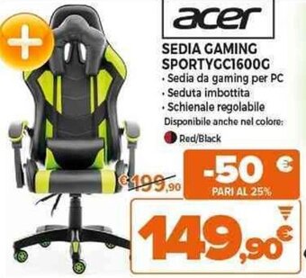 Expert acer SEDIA GAMING SPORTYGC1600G offerta