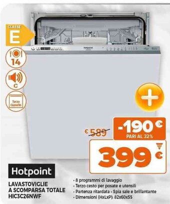Expert Hotpoint LAVASTOVIGLIE A SCOMPARSA TOTALE HIC3C26NWF offerta