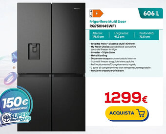 Euronics Hisense Frigorifero Multi Door RQ758N4SWF1 offerta