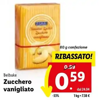 Lidl Belbake Zucchero vanigliato 80 g confezione offerta