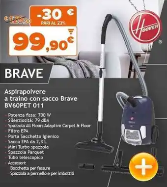 Expert Hoover Aspirapolvere a traino con sacco Brave BV60PET 011 offerta