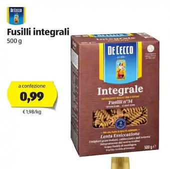 ALDI De Cecco Fusili integrali 500g offerta