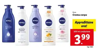 Lidl Nivea Crema corpo Approfittane ora! 500 ml confezione offerta