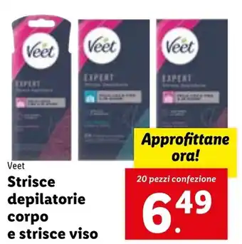Lidl Veet Strisce depilatorie corpo e strisce viso 20 pezzi confezione offerta
