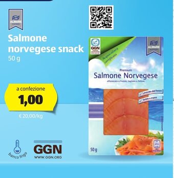 ALDI Almare Salmone norvegese snack 50g offerta